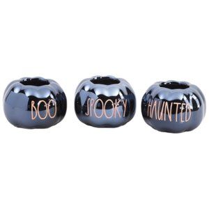 SET OF 3 - PUMPKIN TEA LIGHT HOLDERS - RAE DUNN